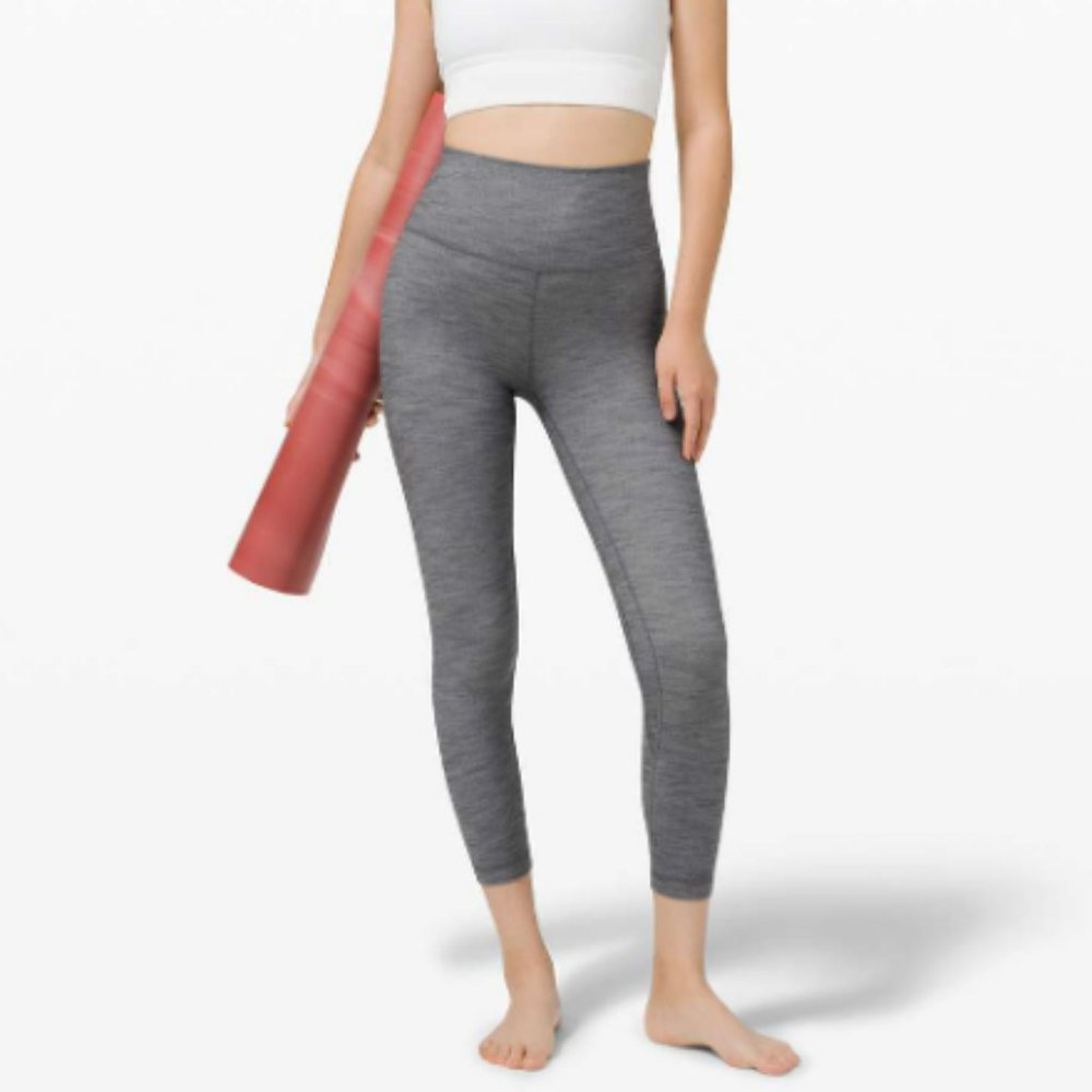 Lululemon Align Pant II 25" Mini Heathered Herringbone Heathered Black White